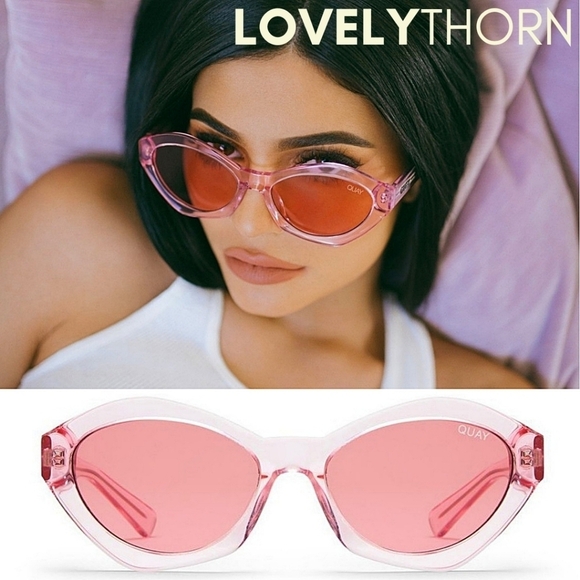 QUAY // ltd ed kylie jenner collab retro-chic pink crystal frame pink lenses main image 9